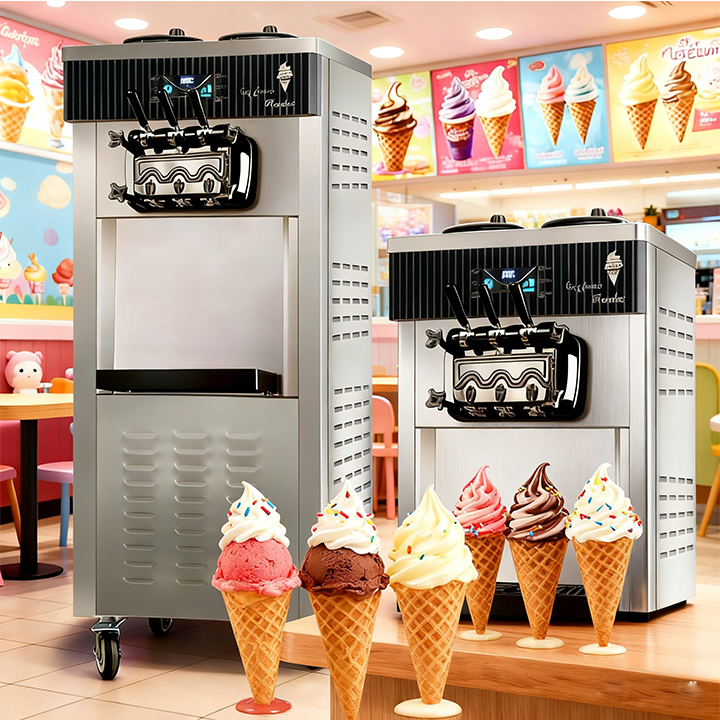 Soft Serve Ice Cream Machine 3 Flavor - New High Quality Vertical Tabletop Soft