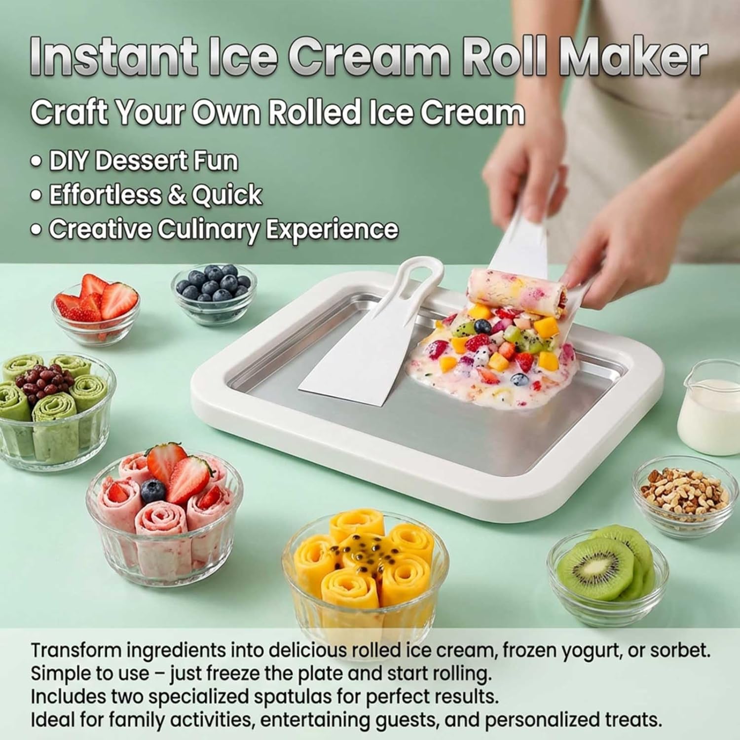 Rolled Ice Cream Machine Fried Plate - Household Fried Ice Cream Roll Machine
