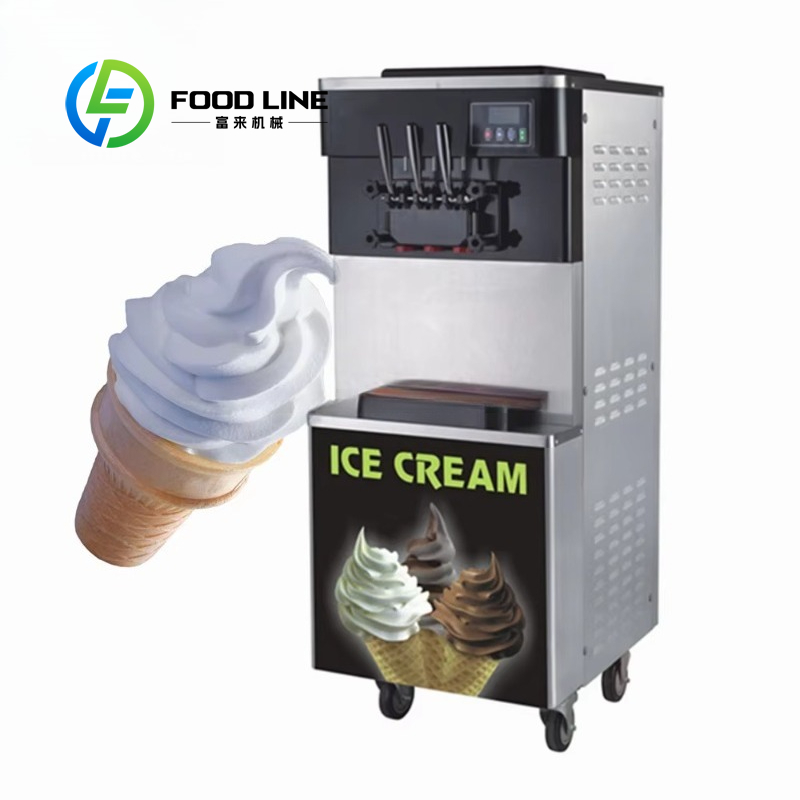Soft Serve Ice Cream Machine 3 Flavor - Customized Commercial 3 Flavor Automatic Soft