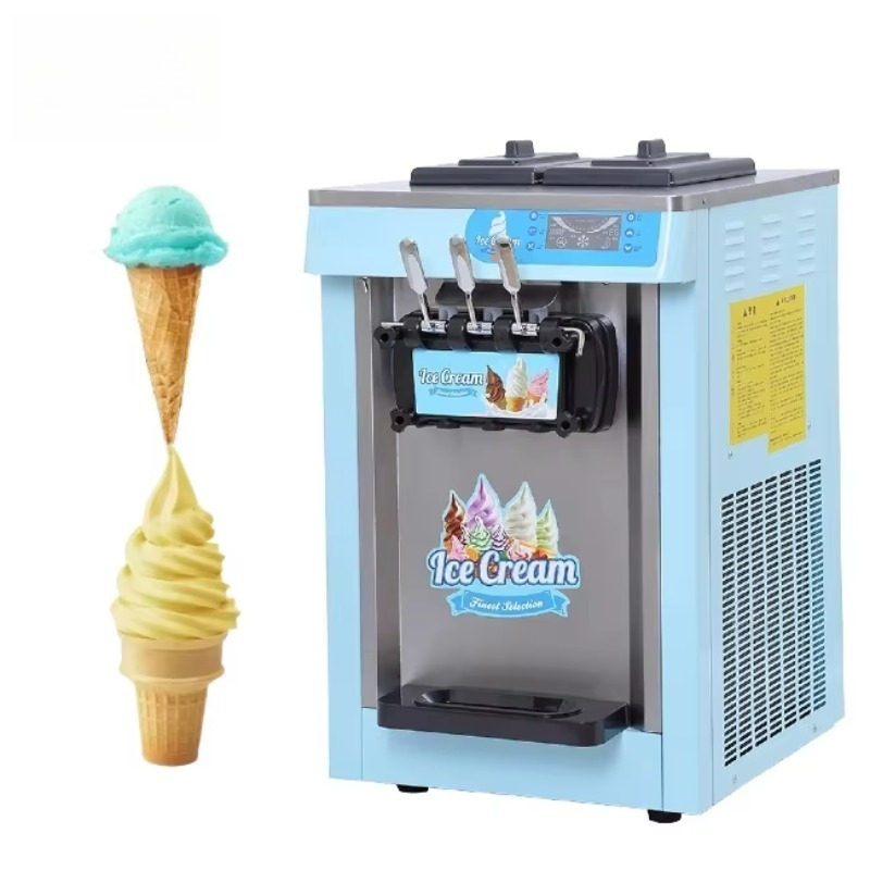 Soft Serve Ice Cream Machine 3 Flavor - Commercial Automatic Stainless Steel Desktop 3