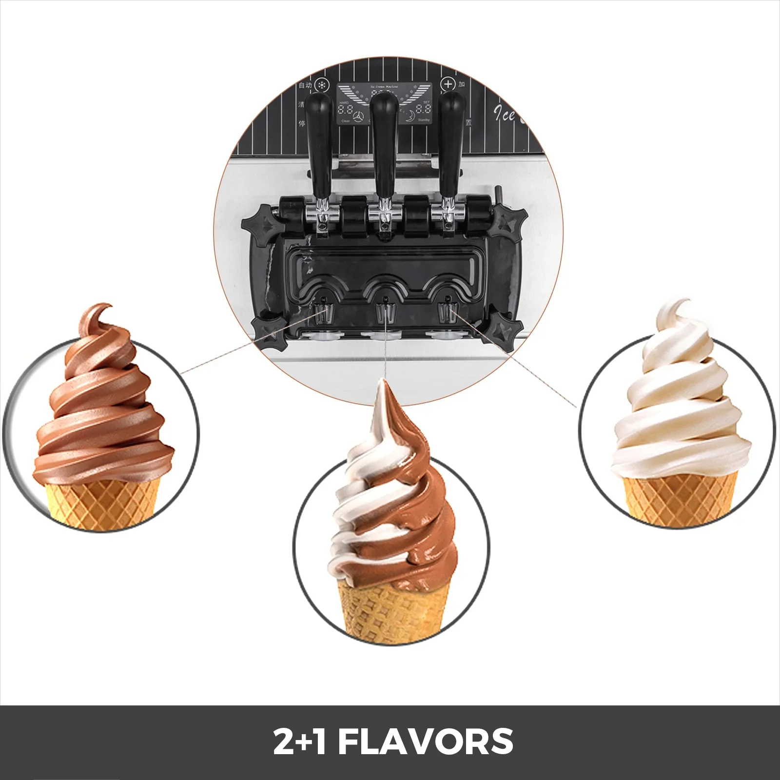Commercial Ice Cream Machine Countertop - 3-Flavor Countertop Soft Serve Ice Cream
