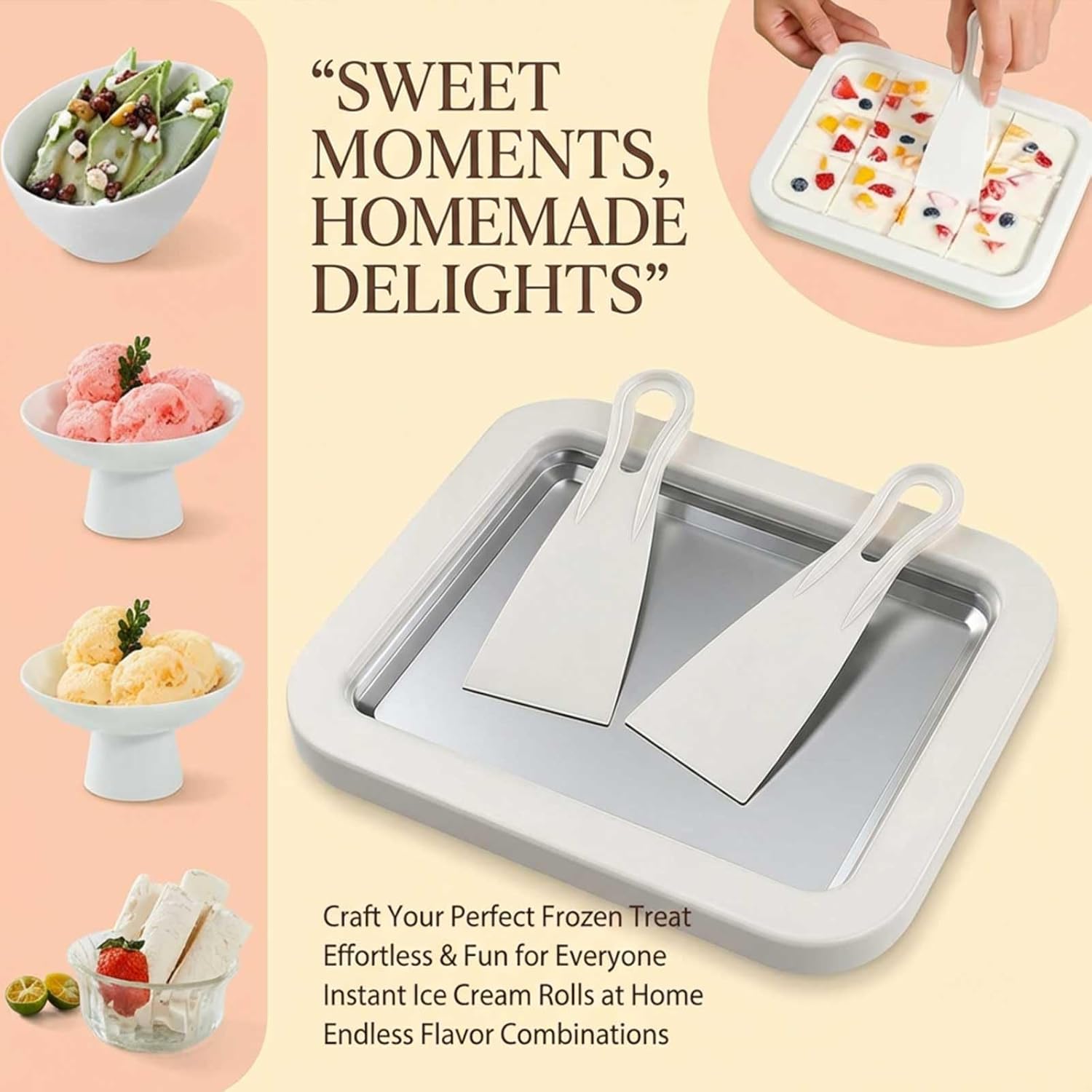 Rolled Ice Cream Machine Fried Plate - Household Ice Cream Maker Pan with