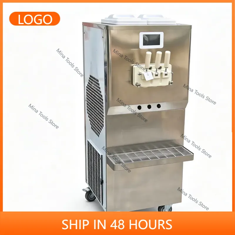 Soft Serve Ice Cream Machine 3 Flavor - 3-Flavor Commercial Soft Serve Ice Cream