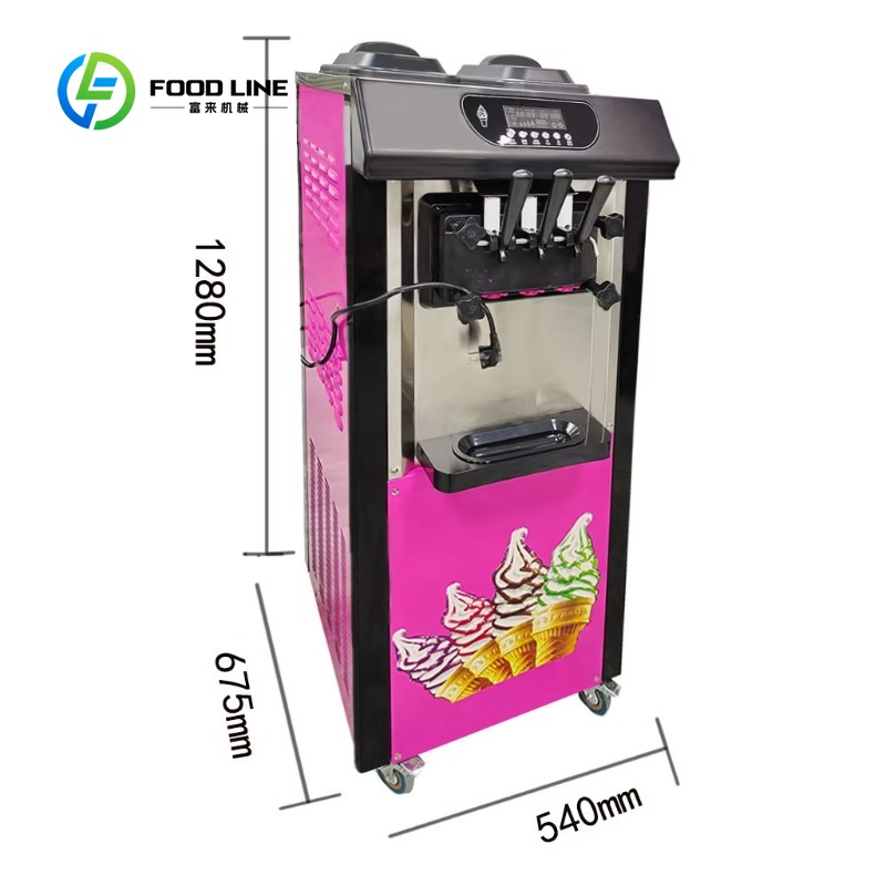 Customized 3 Flavors 20-28 L/H - Soft Serve Ice Cream Machine 3 Flavor review and price