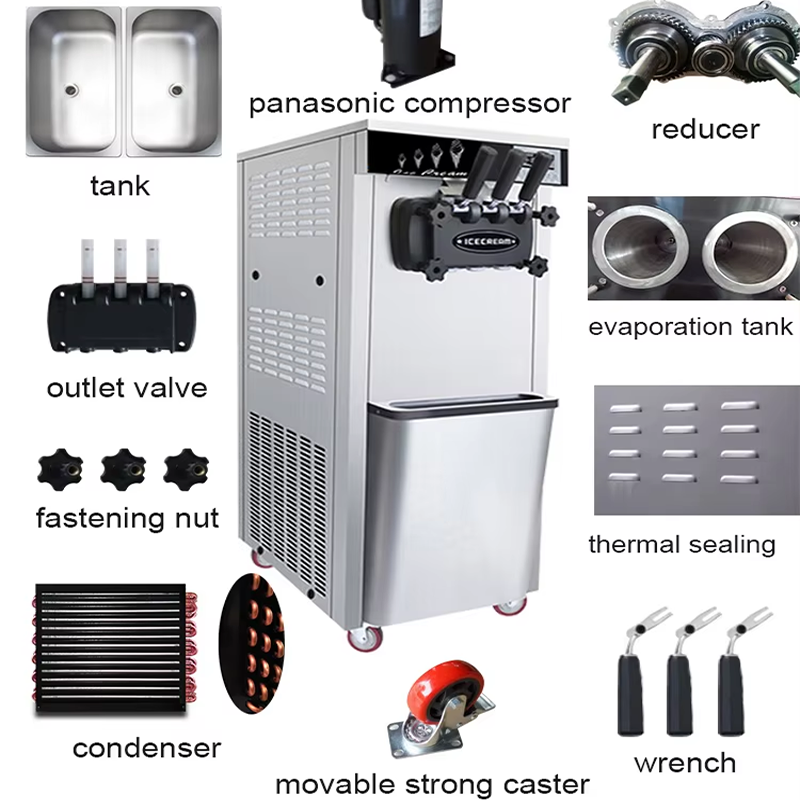 Automatic Three-Flavor Soft Se - Soft Ice Cream Maker Machine Commercial review and price