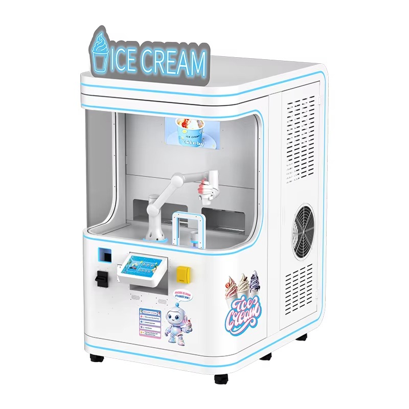 Robotic Arm Ice Cream Vending  - Soft Serve Ice Cream Machine 3 Flavor review and price