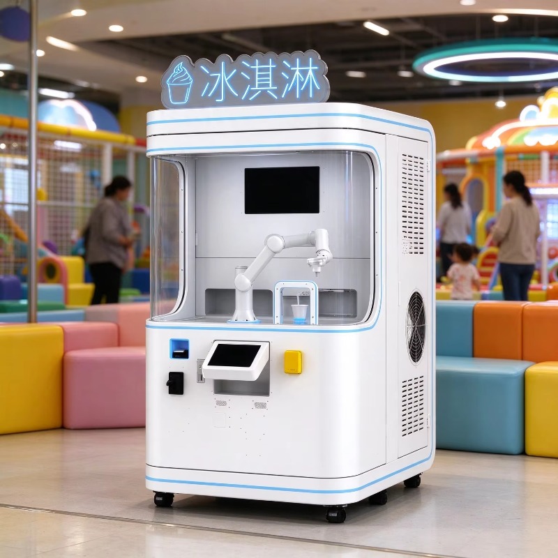Robotic Arm Ice Cream Vending  - Soft Serve Ice Cream Machine 3 Flavor review and price