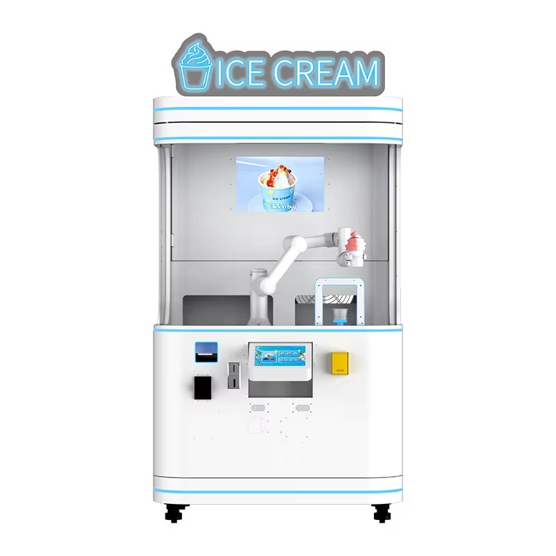 Robotic Arm Ice Cream Vending  - Soft Serve Ice Cream Machine 3 Flavor review and price